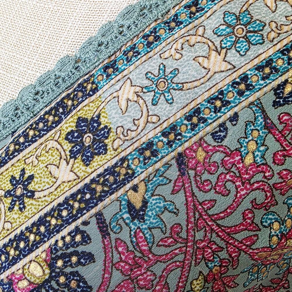 fab’rik Maxi Dress Large Mint Paisley Boho Tassel Tie Cottage Festival Whimsical - Picture 9 of 12